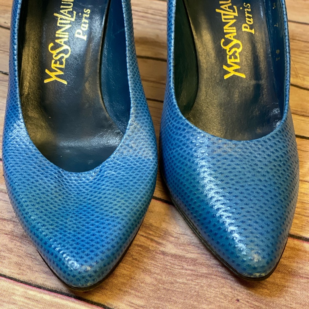 Vintage Yves SaintLaurent Electric Blue Shoes sz7M - Picture 4 of 10